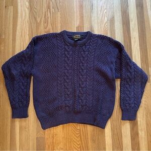 Eddie Bauer Vintage Men's Cable Knit Sweater - Purple